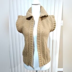 Vintage Sweater Vest Open Front Goldish Brown New York & Co. Medium Chest 34"